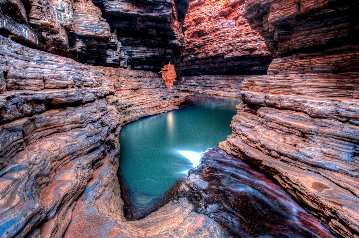 Turquoise pool in a red gorge, Karijini National Park